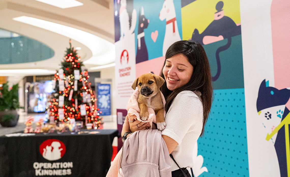 Person holding puppy at Galleria Dallas