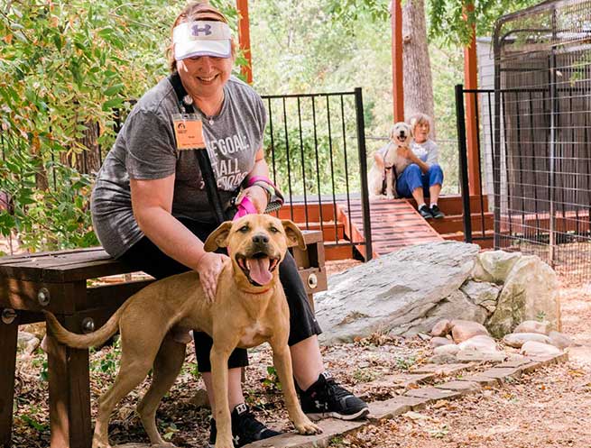 Happy dog available for adoption with volunteer from Operation Kindness | No-Kill Animal Shelter North Texas